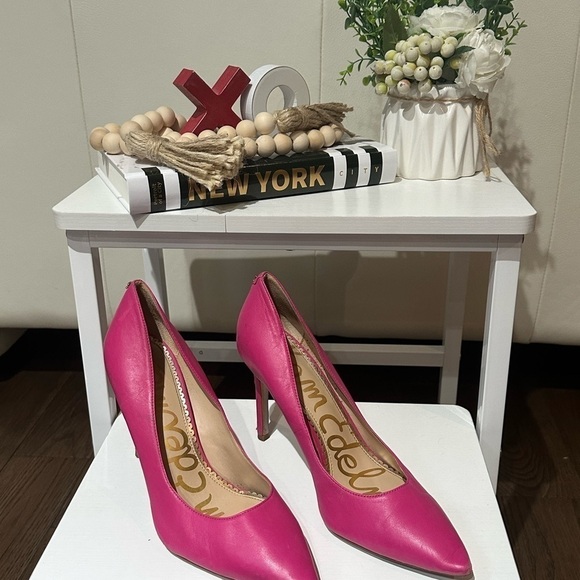 Sam Edelman Hazel Pink Peony Leather Pointed Pump 👠💋❤️ - Picture 5 of 12